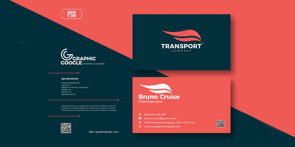 100+ Free Business Cards PSD 347 Transport Company Business Card Design Template