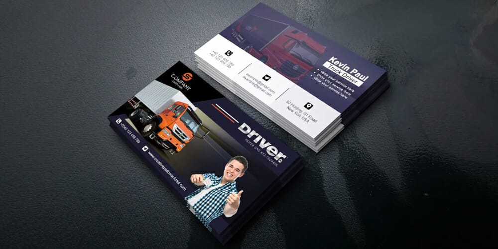 100+ Free Business Cards PSD 348 Truck Driver Business Card Design