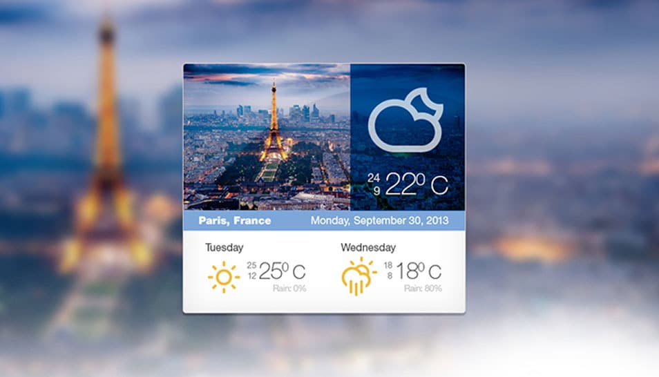 75+ Latest Free UI designs PSD 26 Weather Widget Free PSD