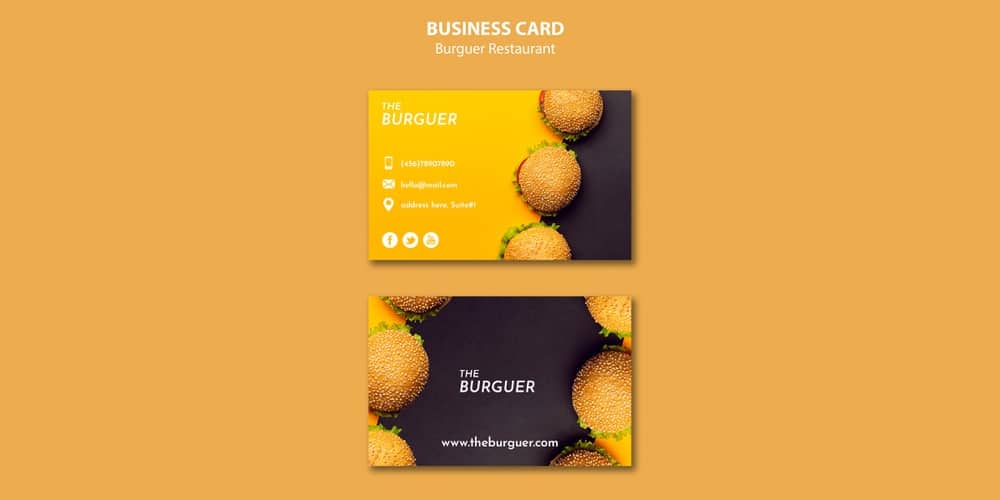 100+ Free Business Cards PSD 193 Burger Restaurant Business Card