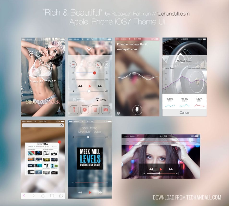 75+ Latest Free UI designs PSD 65 iOS 7 UI Components “Rich & Beautiful”