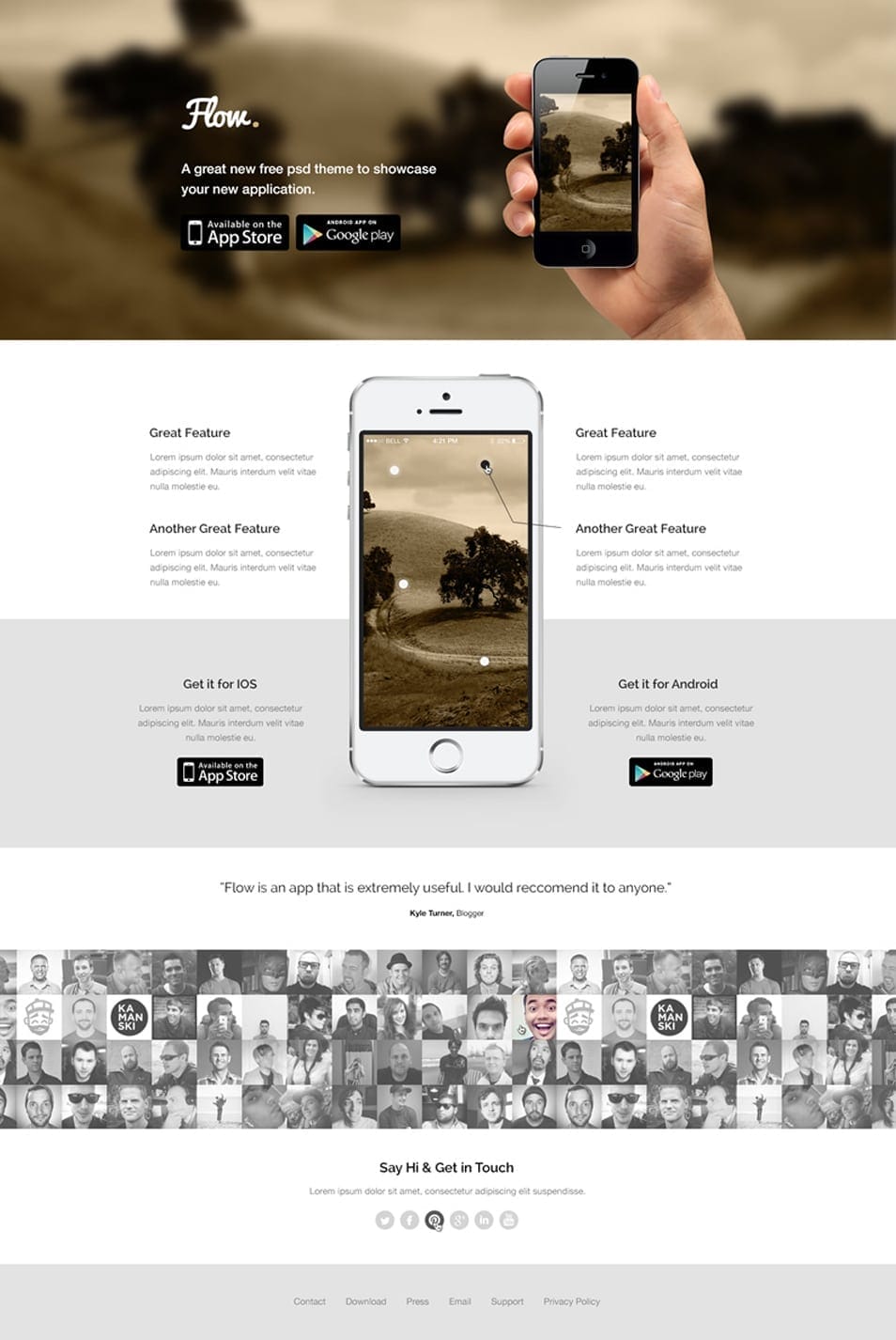 Flow Mobile App Landing Page Template Flow Mobile App Landing Page Template