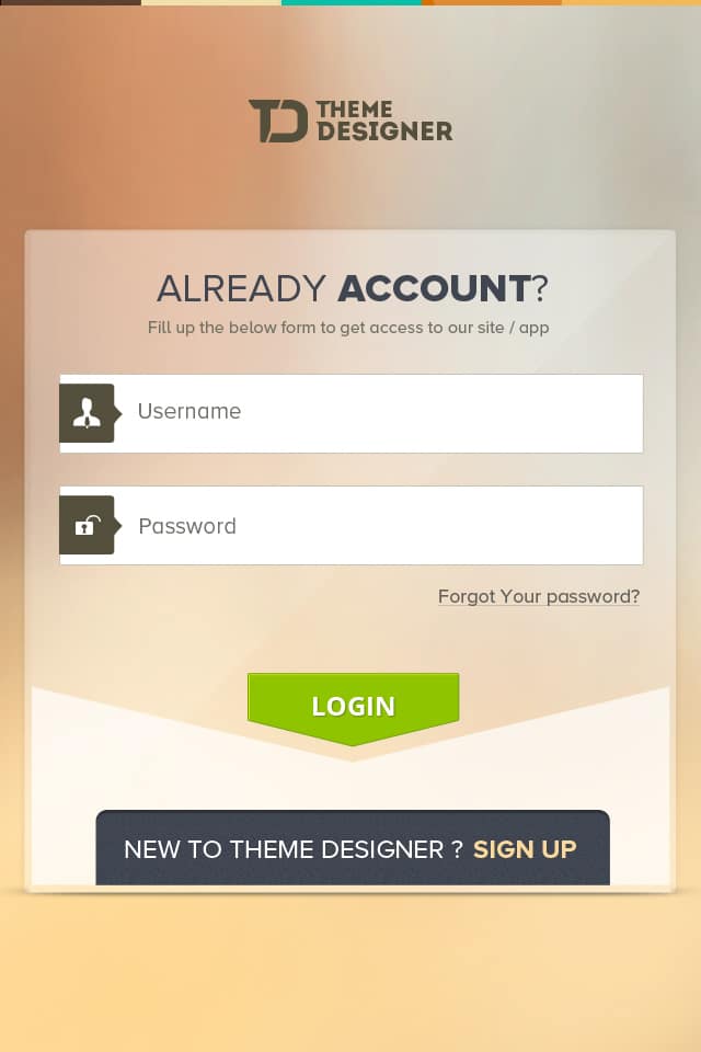 Login Screen for Mobile App PSD Login Screen for Mobile App PSD