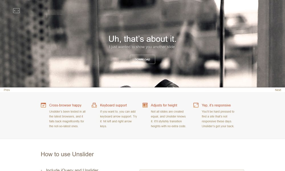 100+ Best jQuery Slider Plugins Free 106 Unslider