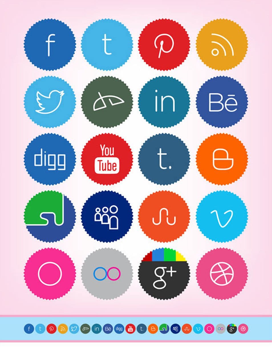 500+ Best Free Social Media Icon Sets 200 20 Free Cute & Minimalist Social Media Icons Set (256 x 256 PNG)