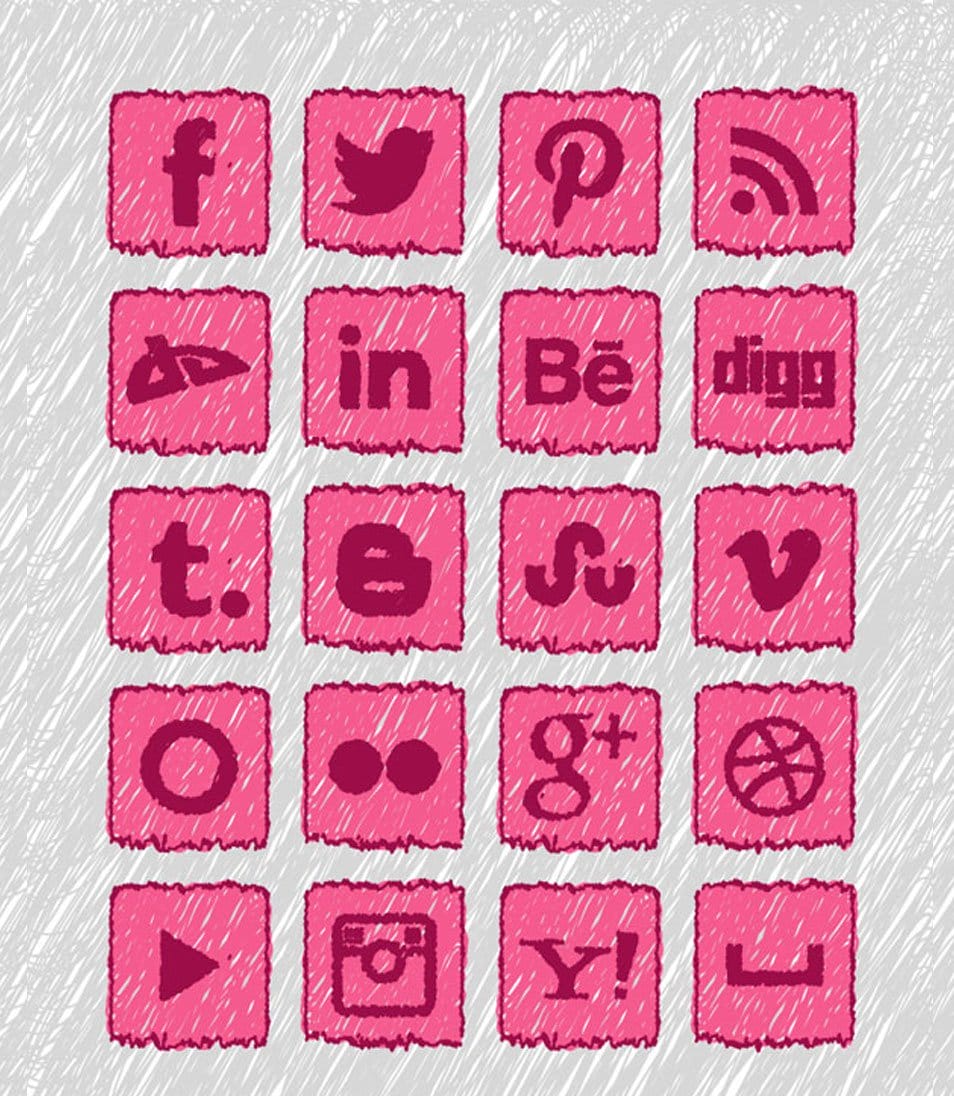 500+ Best Free Social Media Icon Sets 128 20 Free Handmade Social Media Icons Set
