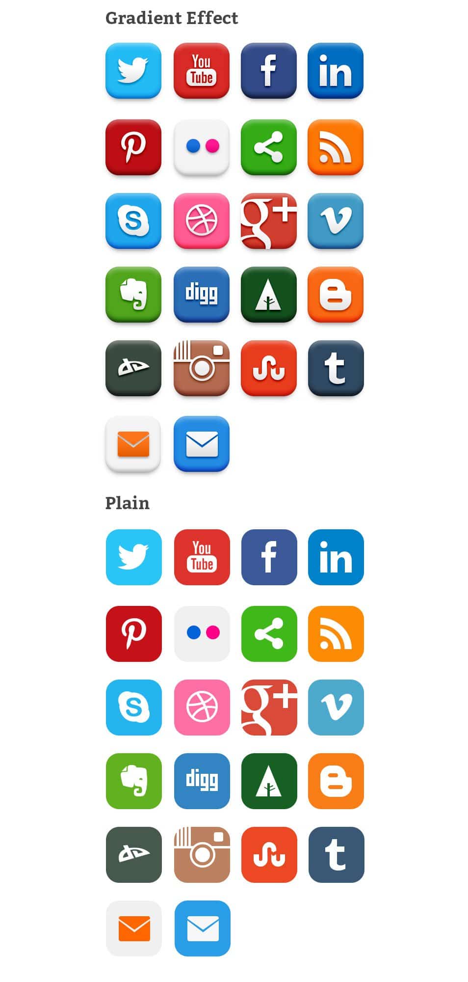 20 Popular Social Media Icons (PSD & PNG)