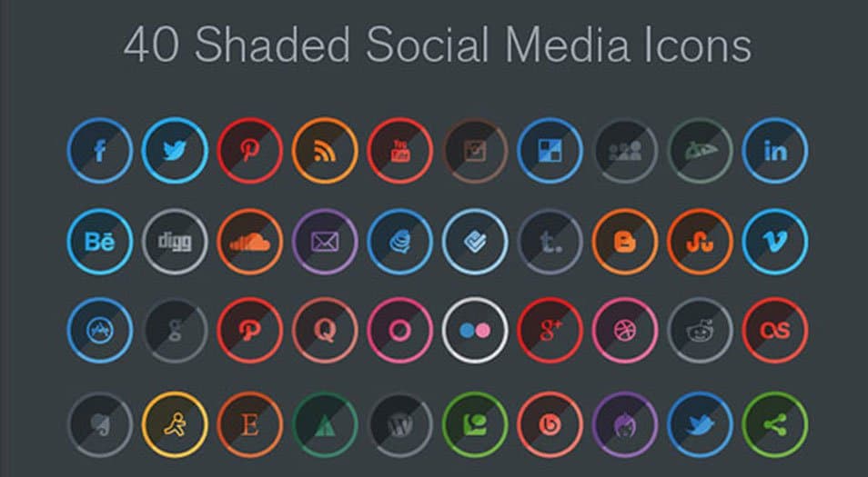 40 Free Shaded Social Media Icons