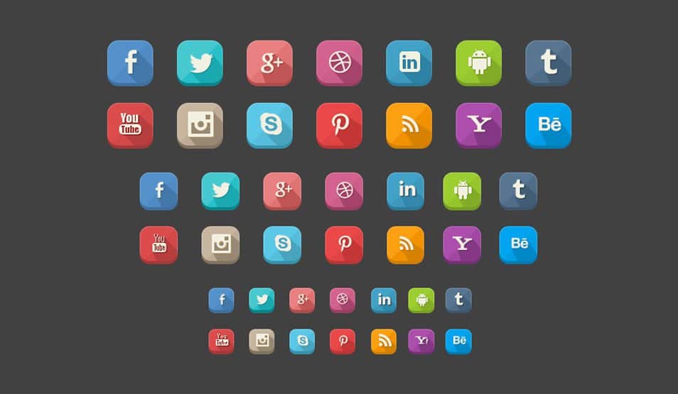 500+ Best Free Social Media Icon Sets 114 42 Long Shadow Social Icons(PSD)