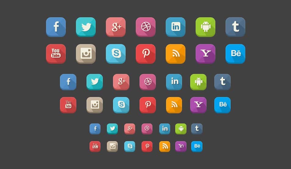 42 Long Shadow Social Icons(PSD)