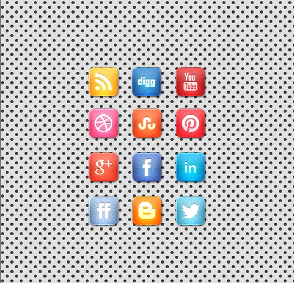 500+ Best Free Social Media Icon Sets 184 A Beautiful Free Vibrant Starburst Social Media Icon Set
