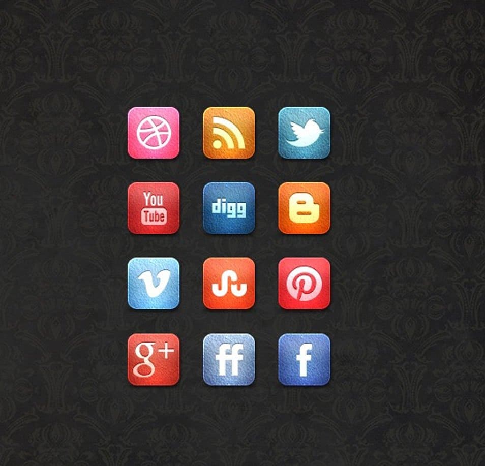 500+ Best Free Social Media Icon Sets 134 A Free Leather Social Media Icon Set