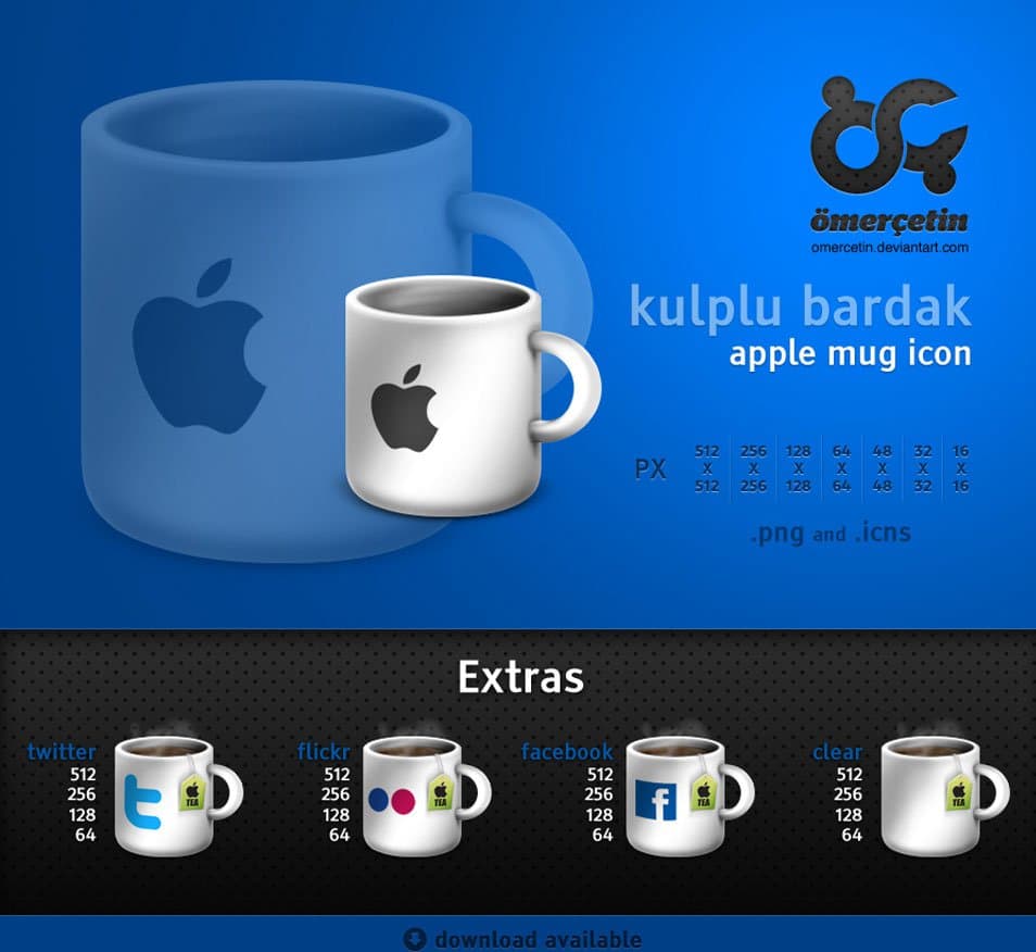 500+ Best Free Social Media Icon Sets 214 Apple Mug Social Media Icon Set