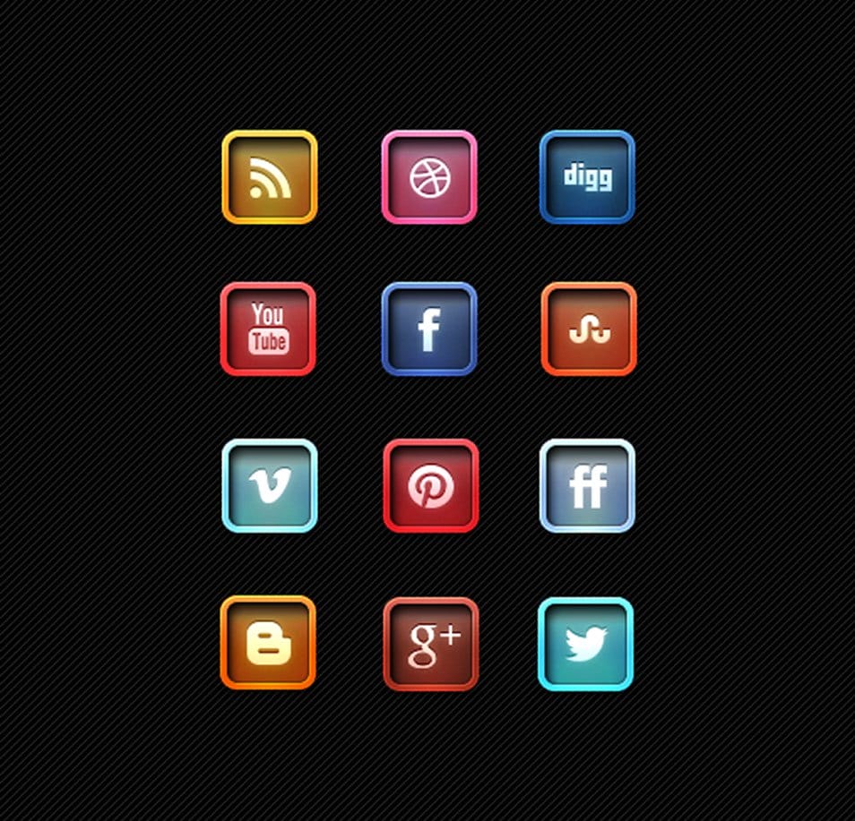 Beautiful Free Letter Pressed Social Media Icons