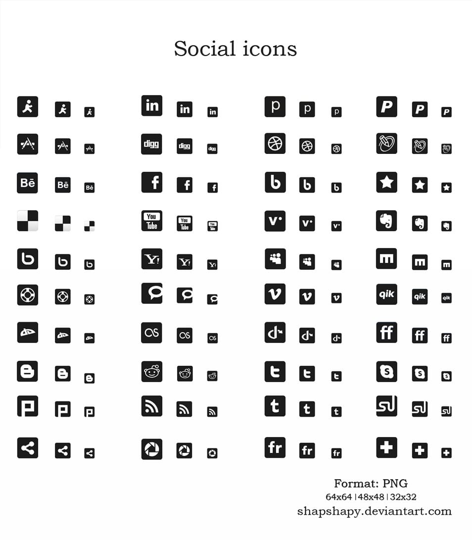 500+ Best Free Social Media Icon Sets 83 Black and White Free Social Media icons
