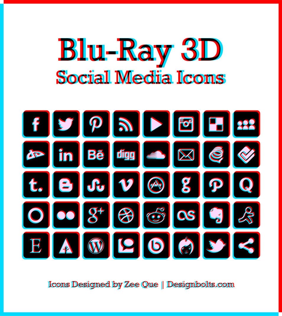 500+ Best Free Social Media Icon Sets 44 Blu-ray 3D Social Media Icons
