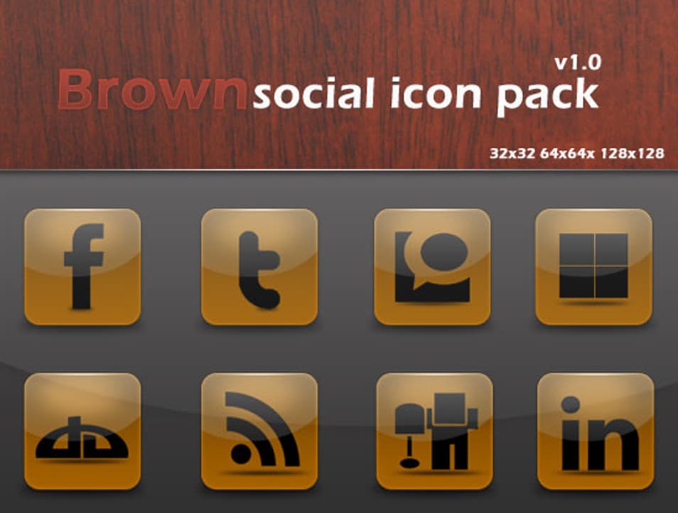 500+ Best Free Social Media Icon Sets 221 Brown Social Icon Pack