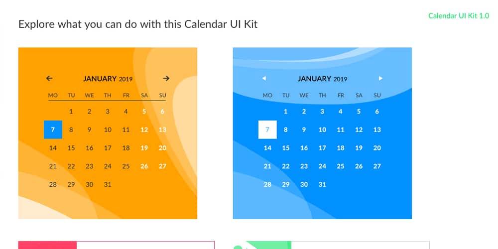 Calendar UI Kit for Sketch