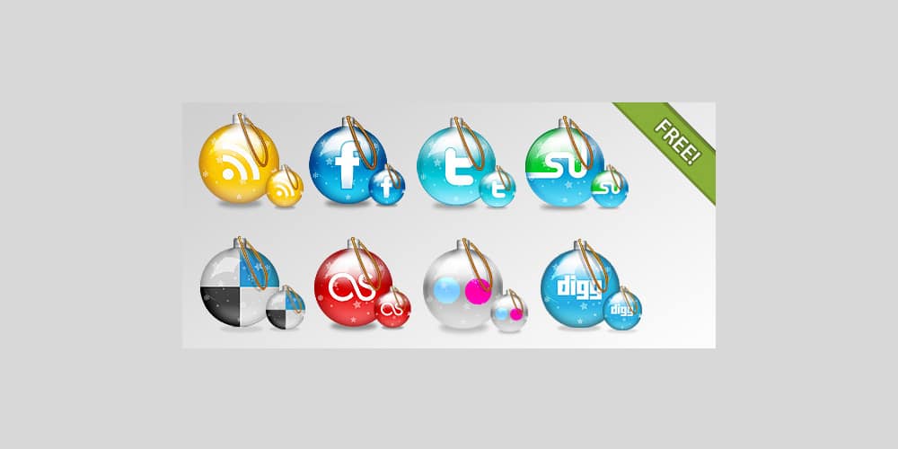 Free Christmas Greeting cards, Icons ,Decorative Elements,Backgrounds(PSD, AI) 20 Christmas Icon Set