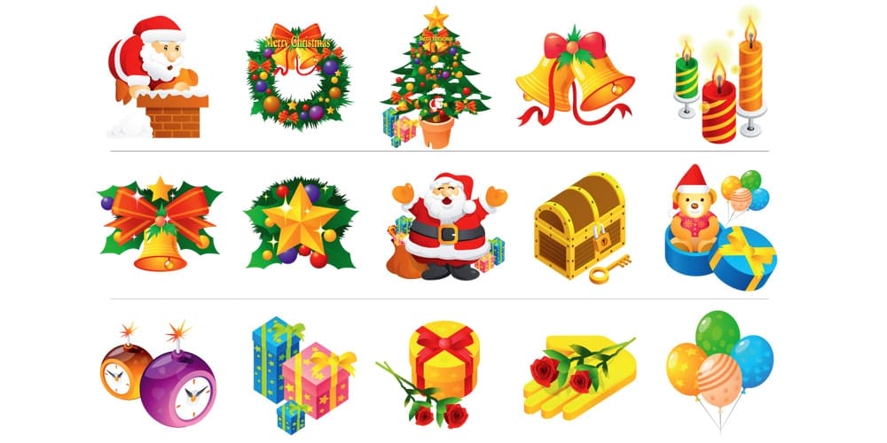 Free Christmas Greeting cards, Icons ,Decorative Elements,Backgrounds(PSD, AI) 23 Christmas Vector Icons