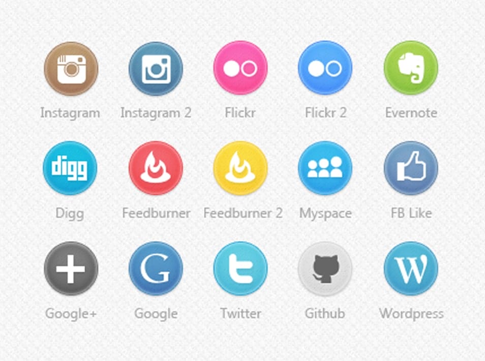 Circle Social Icons Set 2