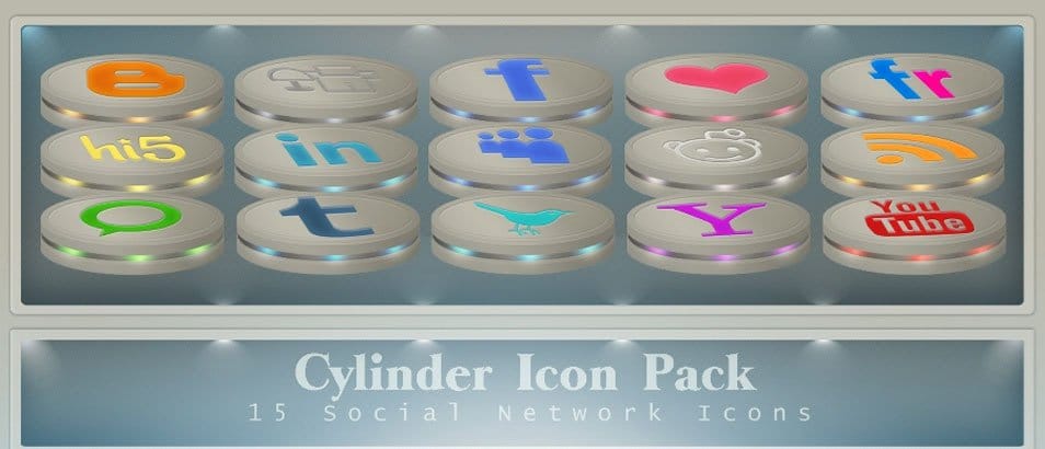500+ Best Free Social Media Icon Sets 231 Cylinder Social Network Icon. Pack no.1