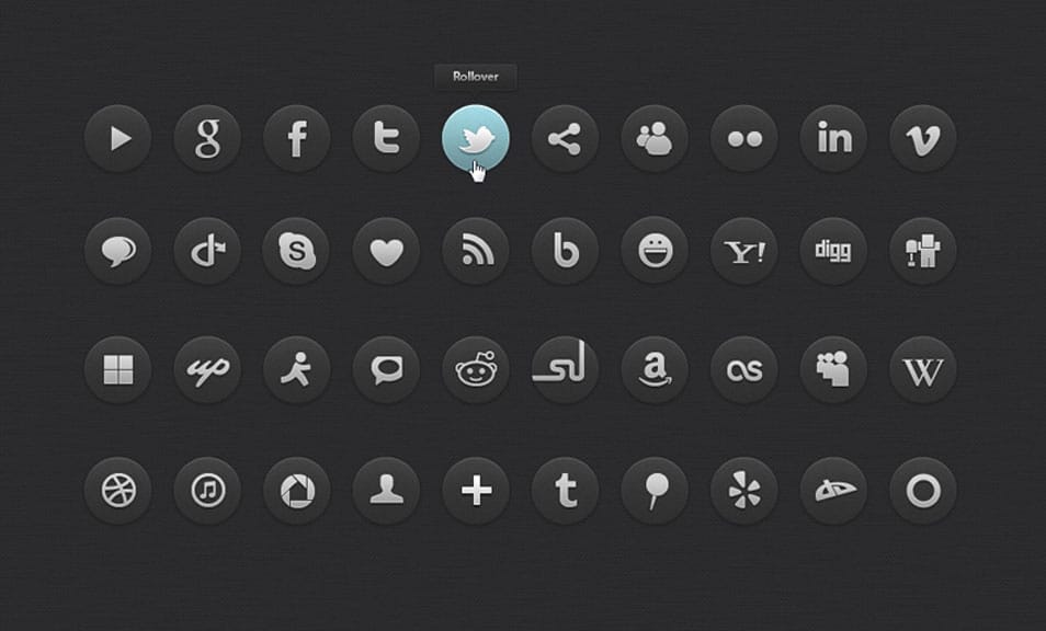 Dark Social Icons Set