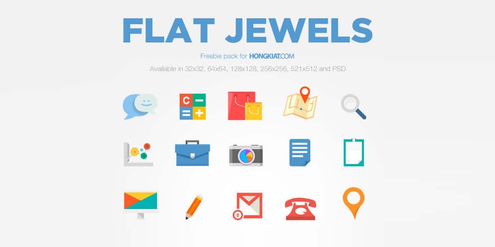 Flat Jewels Icon Set