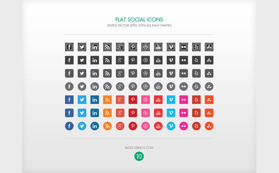 Flat Vector Social Icons (EPS)