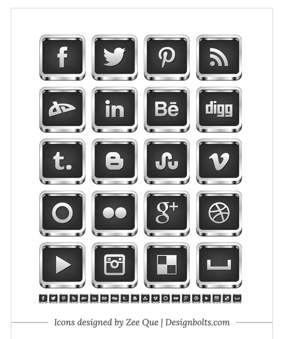 500+ Best Free Social Media Icon Sets 47 3D Glossy Blue Color Social Media Bookmarking Icons