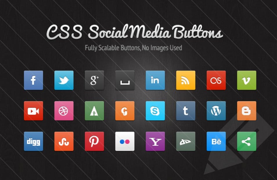 Free CSS3 Social Media Buttons