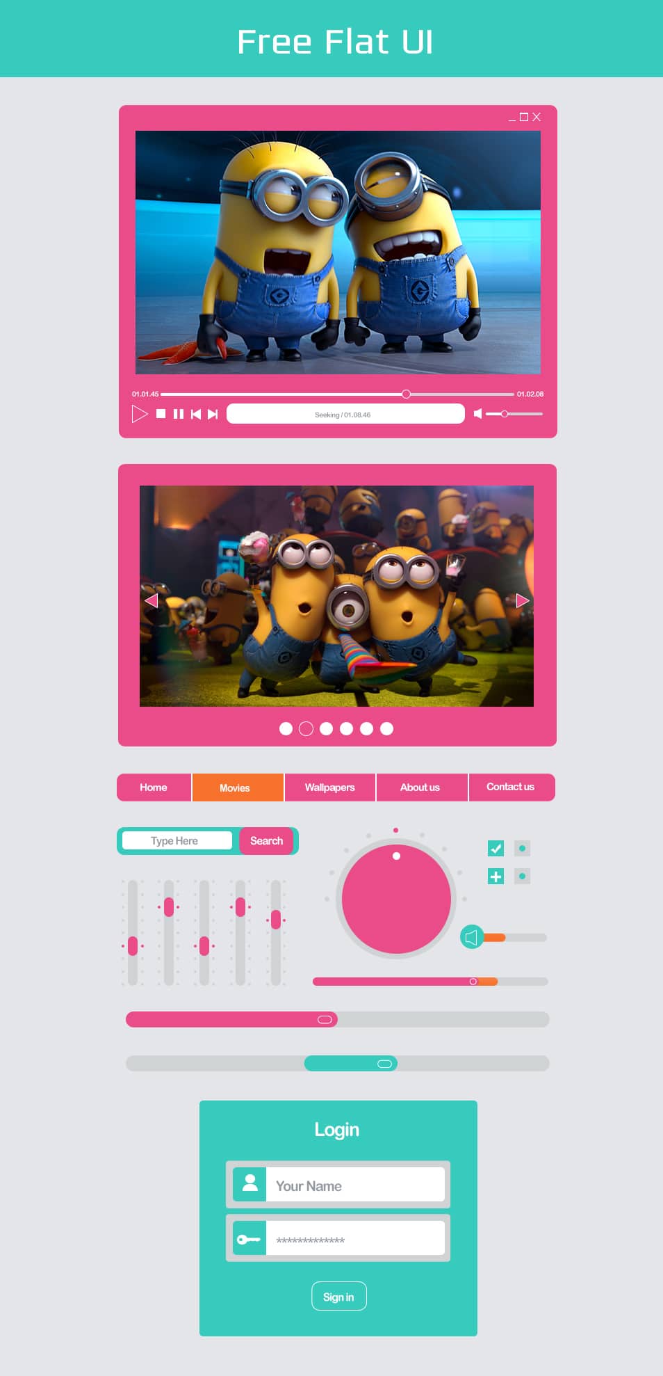Free Flat UI Design PSD Latest Free Web Elements