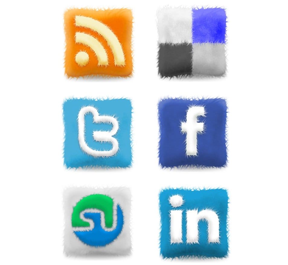 Free Furry Cushions Social Icons Set