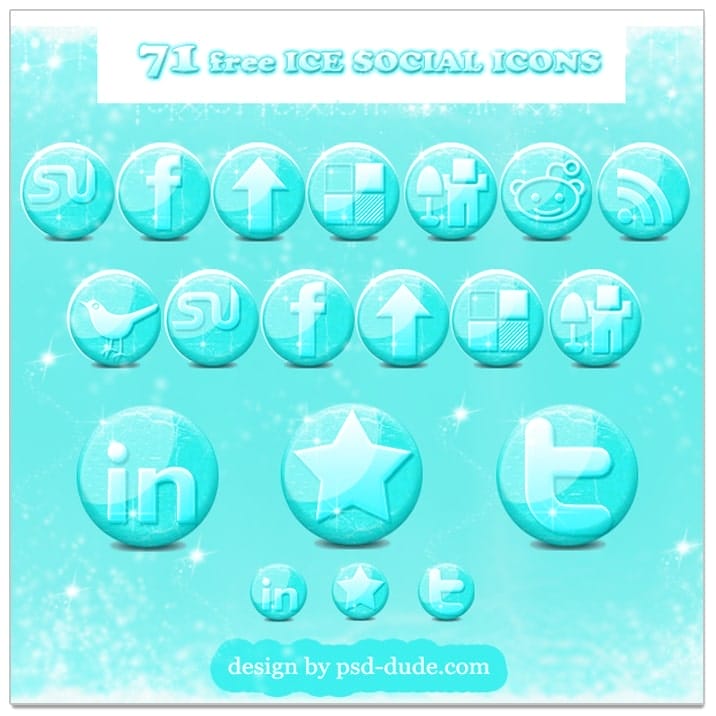 Free Glossy Ice Social Media Icons for the Winter Season