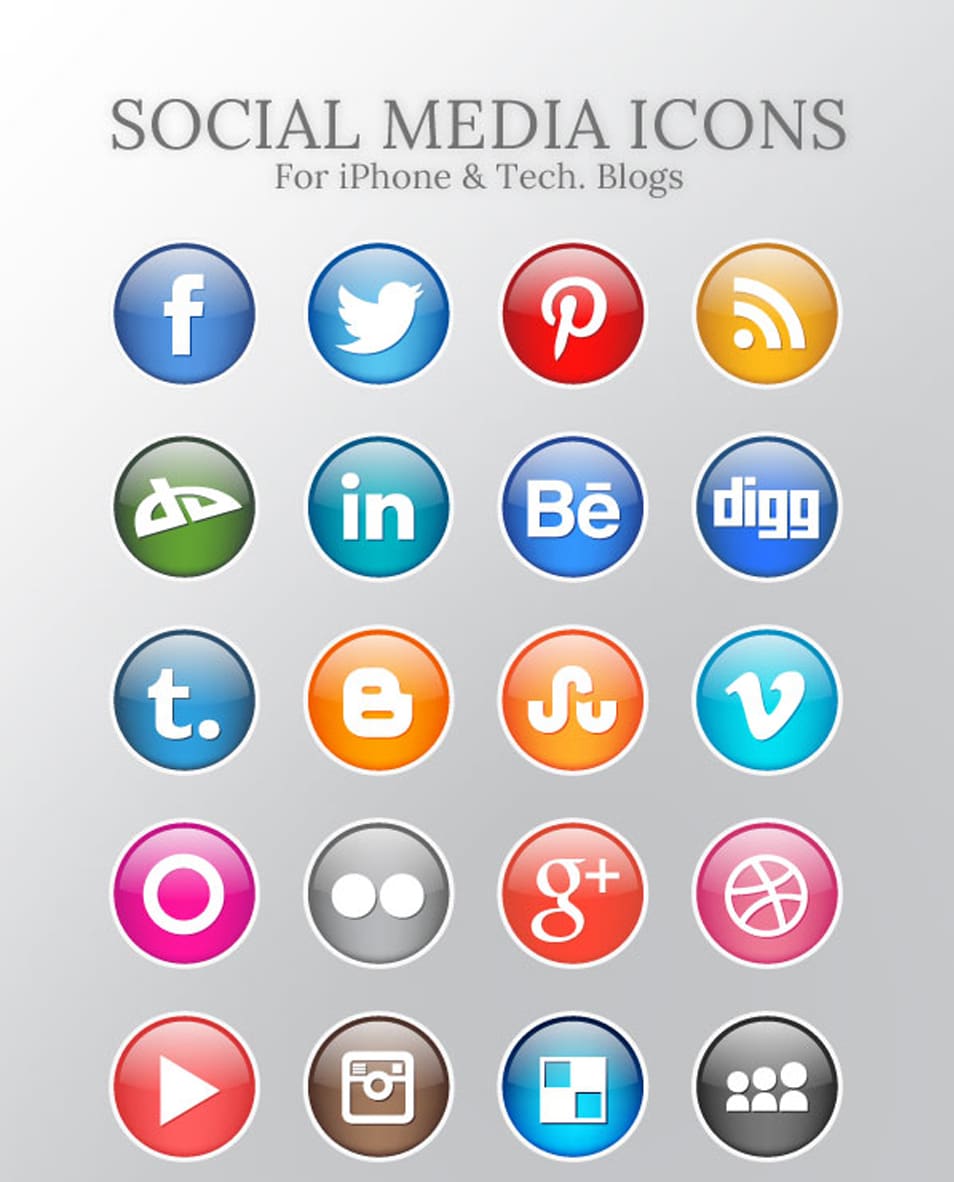 500+ Best Free Social Media Icon Sets 29 Free High Quality Social Media Icons For iPhone & Technology Blogs
