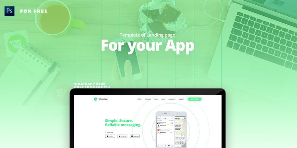 Free Landing page Bootstrap Web UI Kit PSD