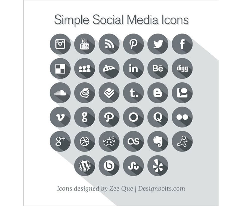 500+ Best Free Social Media Icon Sets 110 Free Long Shadow Simple Social Media Icons 2013