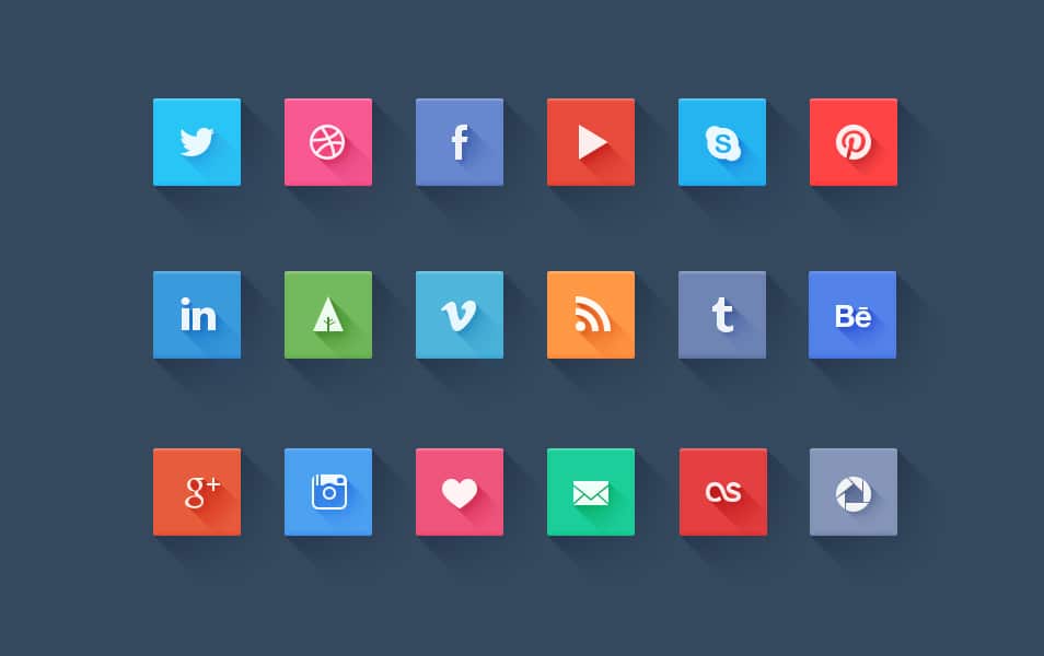 500+ Best Free Social Media Icon Sets 107 Free Long Shadow Social Icons