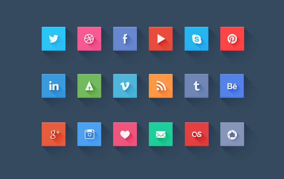 Free Long Shadow Social Icons