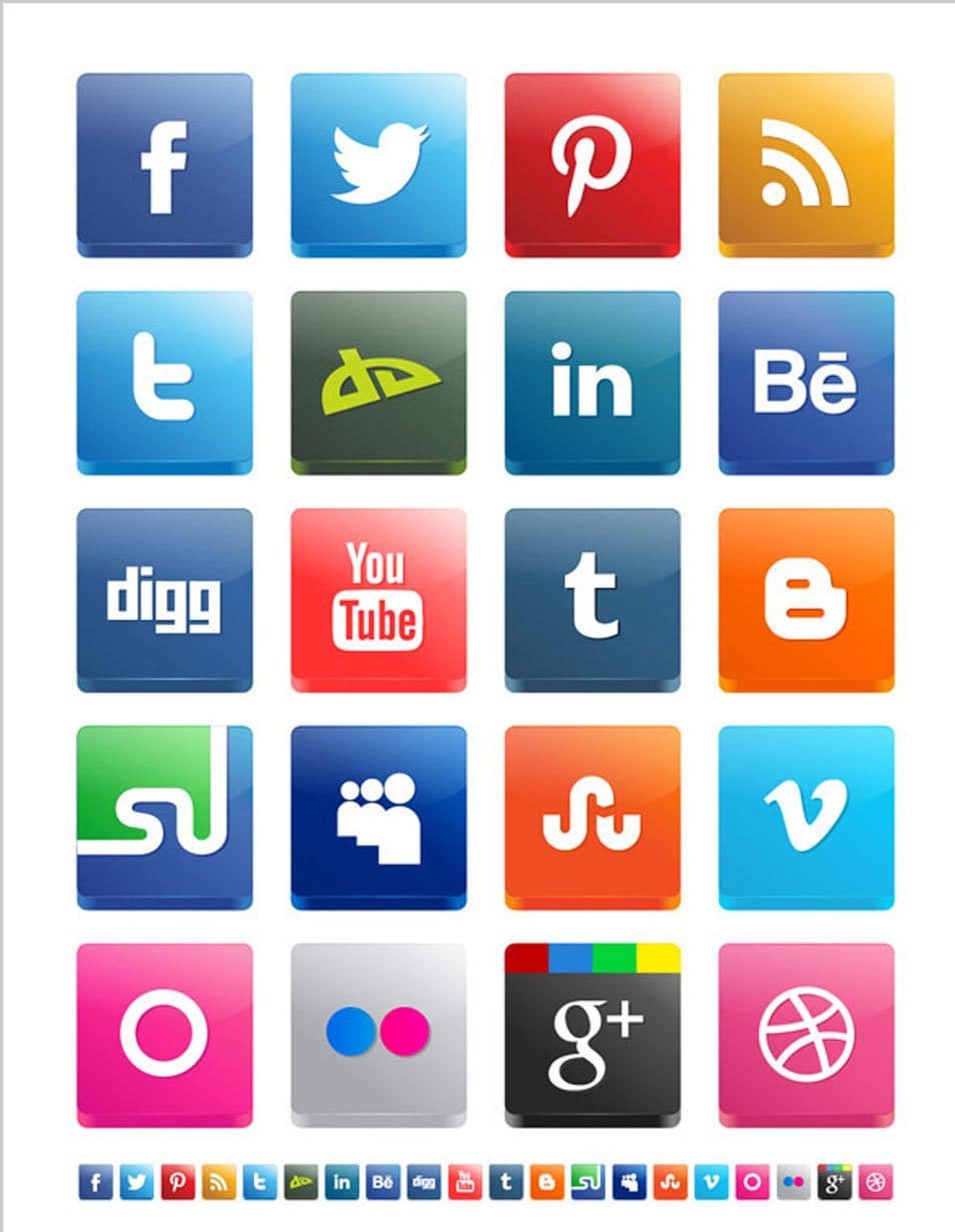 500+ Best Free Social Media Icon Sets 43 Free Vector 3D Social Media Icon Pack 2012