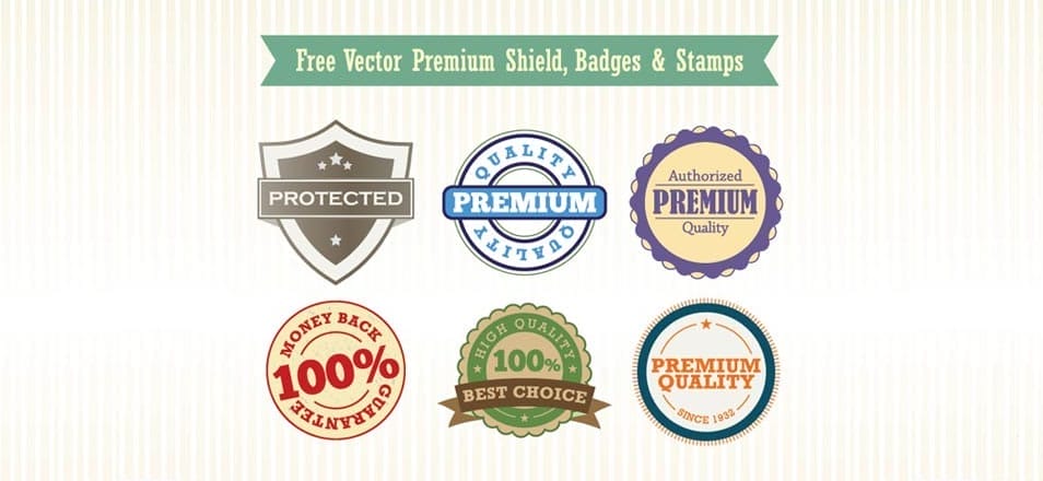 Free Vector Premium Shield, Badges & Stamps