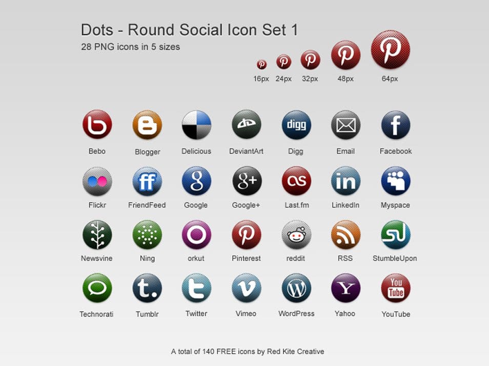 500+ Best Free Social Media Icon Sets 15 Free round dots social media icon set