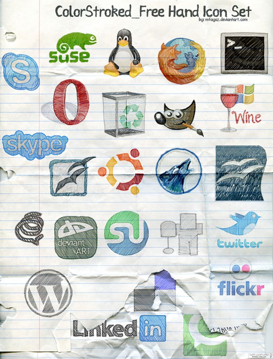 500+ Best Free Social Media Icon Sets 118 FreeHand_ColorStroked icon pack