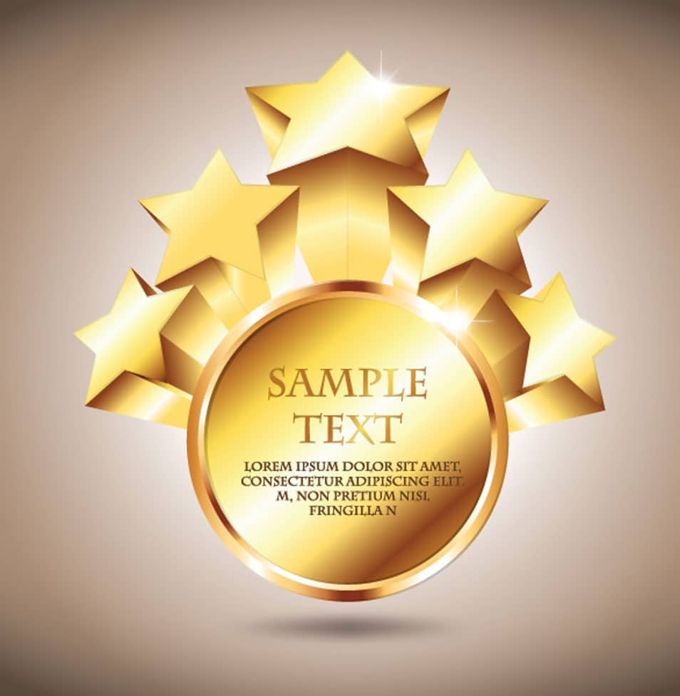 Golden Star Badge Vector Graphic