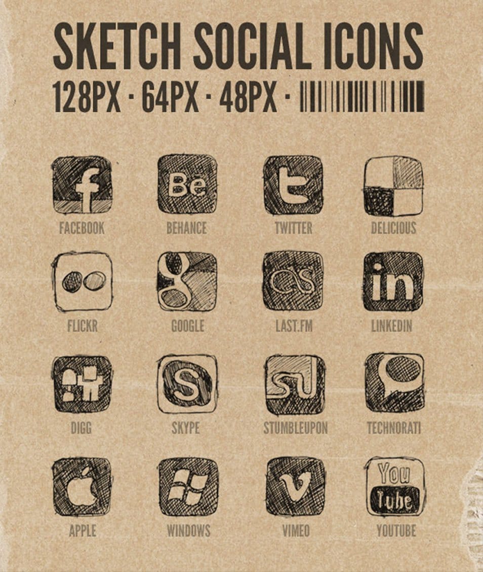 500+ Best Free Social Media Icon Sets 121 Hand Drawn Sketchy Social Media Icons