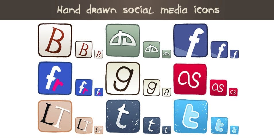 500+ Best Free Social Media Icon Sets 131 Hand drawn social media icons