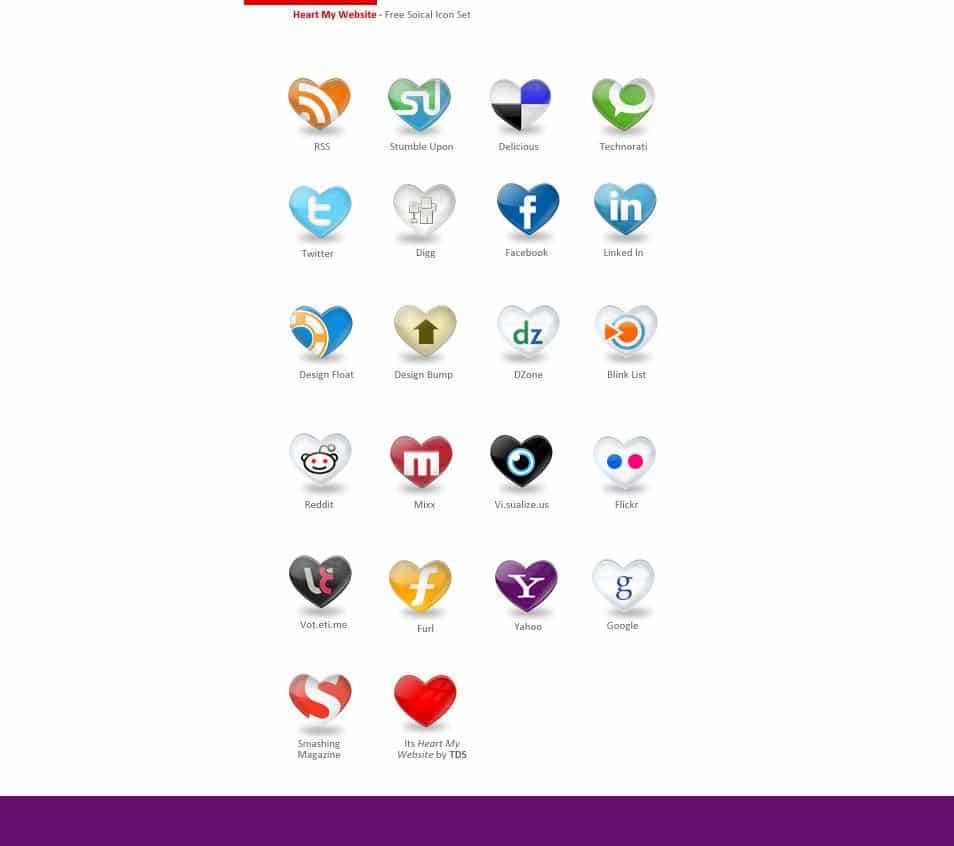 500+ Best Free Social Media Icon Sets 208 Heart: A Free Social Icon Set