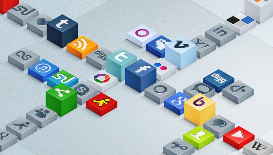 500+ Best Free Social Media Icon Sets 41 Isometric 3D Social Icons Set