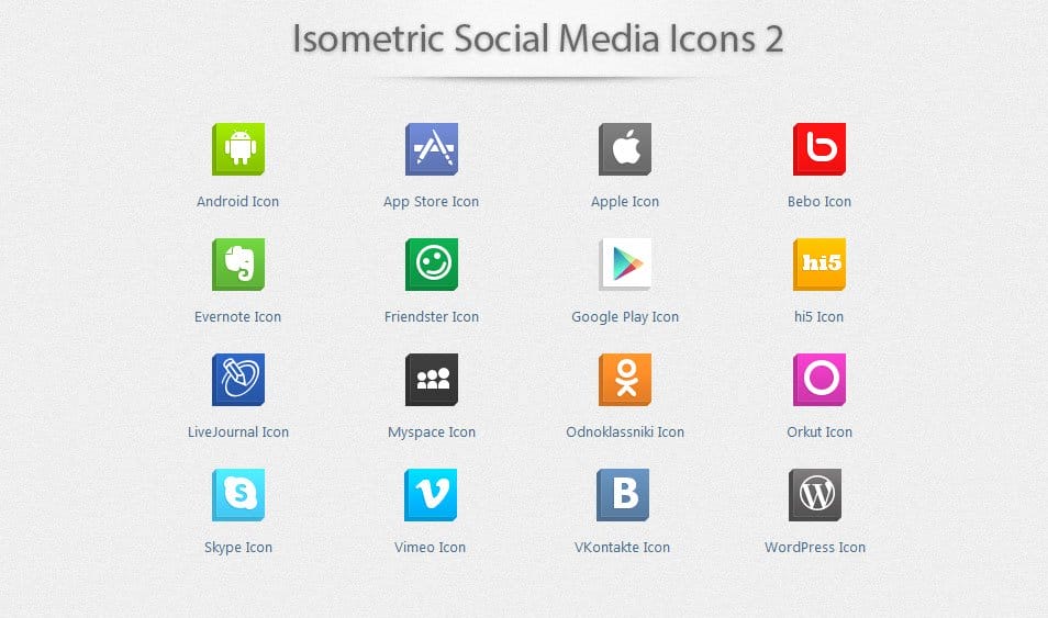 500+ Best Free Social Media Icon Sets 174 Isometric Social Media Icons 2