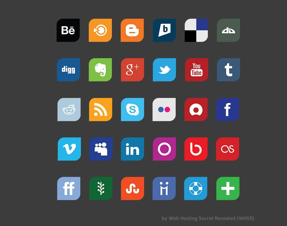 500+ Best Free Social Media Icon Sets 67 Leaf: Flat Design Social Media Icon Set